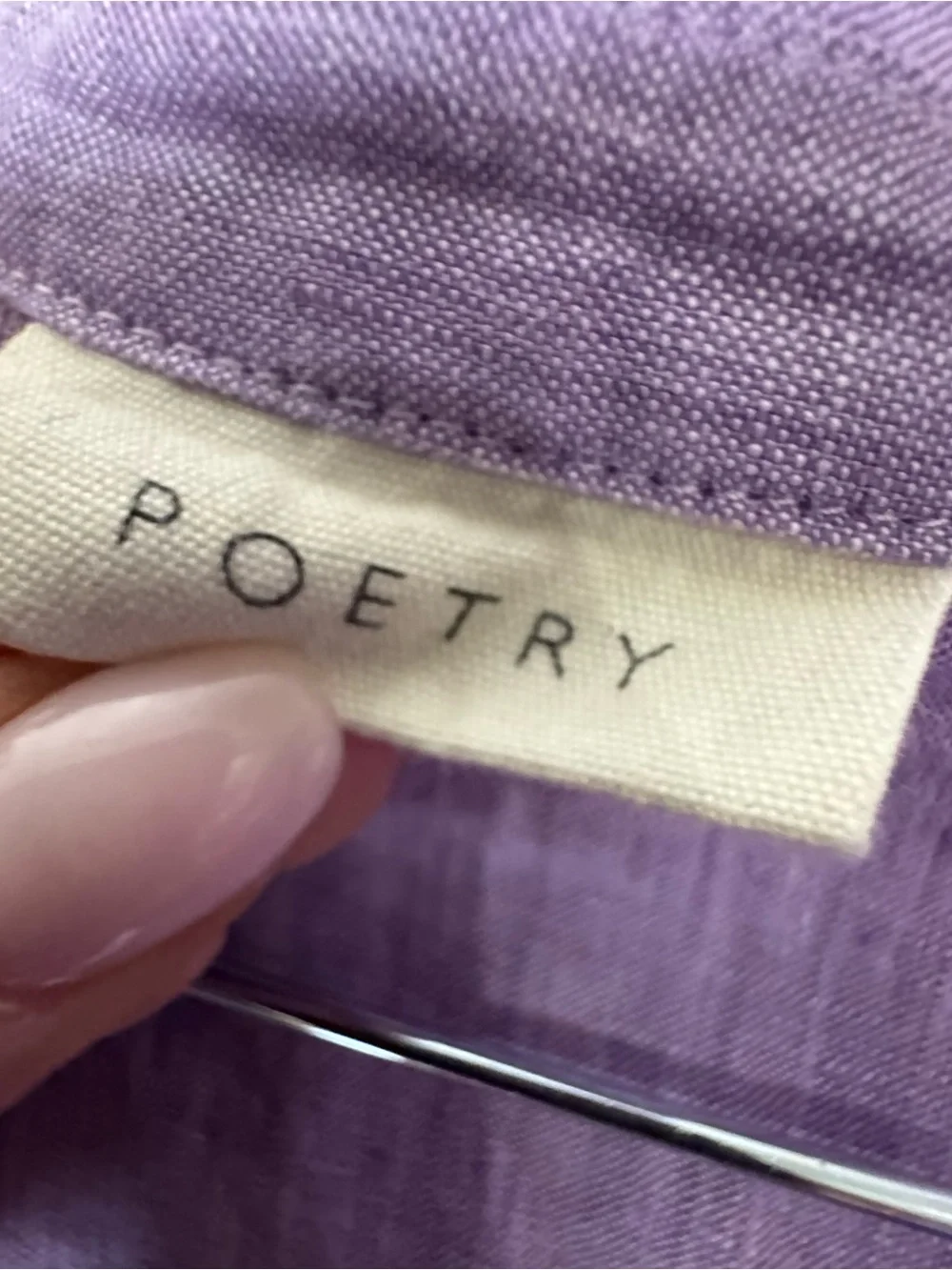 Poetry Linen Women’s Purple Lilac long line Button Up Long Sleeve Shirt Size 10 - Picture 2 of 11